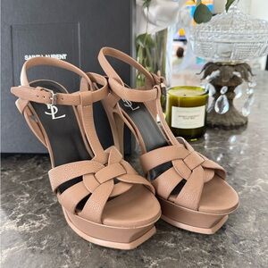 Saint Laurent YSL Tribute Sandals Natural